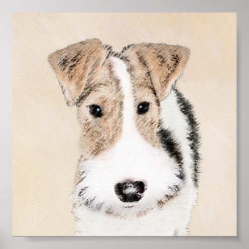 Wire Fox Terrier Painting _ Cute Original Dog Art Poster