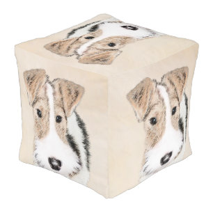 Wire Fox Terrier Painting - Cute Original Dog Art Pouf