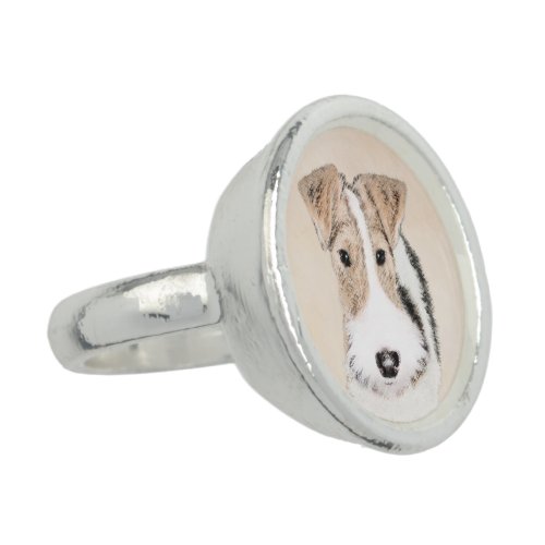 Wire Fox Terrier Painting _ Cute Original Dog Art Ring
