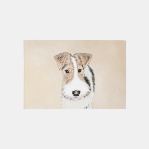Wire Fox Terrier Painting _ Cute Original Dog Art Rug