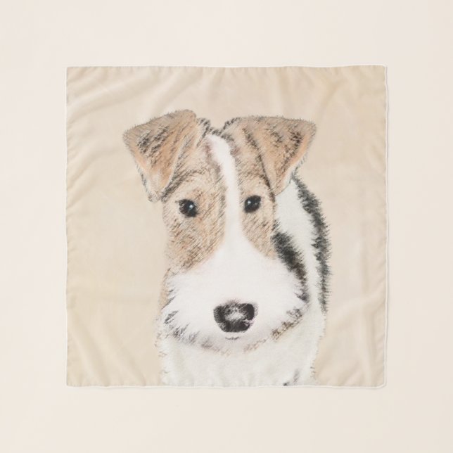 Wire Fox Terrier Painting - Cute Original Dog Art Scarf (Front (Horizontal))