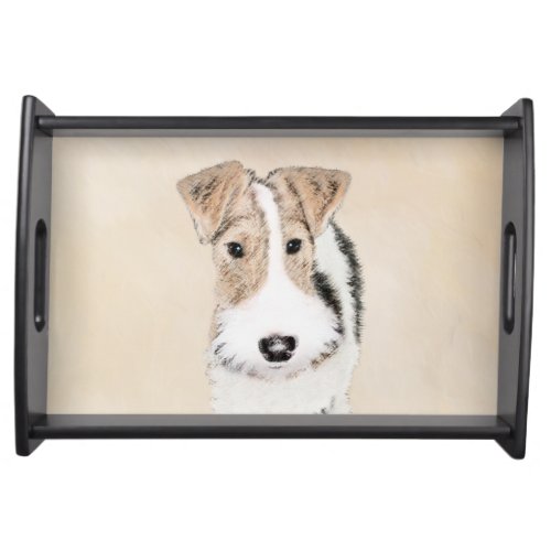 Wire Fox Terrier Painting _ Cute Original Dog Art Serving Tray