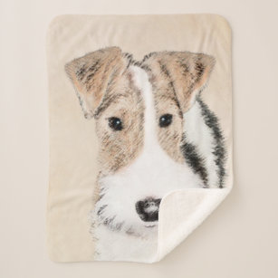 Wire Fox Terrier Painting - Cute Original Dog Art Sherpa Blanket