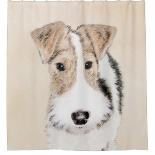 Wire Fox Terrier Painting - Cute Original Dog Art Shower Curtain