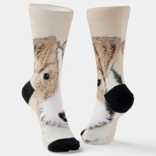 Wire Fox Terrier Painting - Cute Original Dog Art Socks