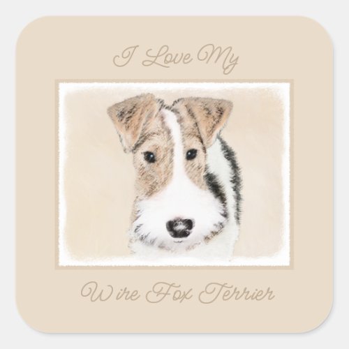 Wire Fox Terrier Painting _ Cute Original Dog Art  Square Sticker