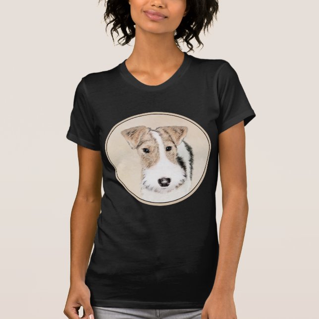 Wire Fox Terrier Painting - Cute Original Dog Art T-Shirt (Front)