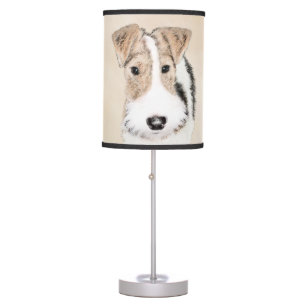Wire Fox Terrier Painting - Cute Original Dog Art Table Lamp