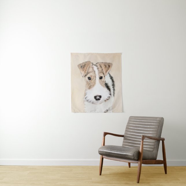 Wire Fox Terrier Painting - Cute Original Dog Art Tapestry (In Situ)