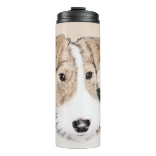 Wire Fox Terrier Painting - Cute Original Dog Art Thermal Tumbler
