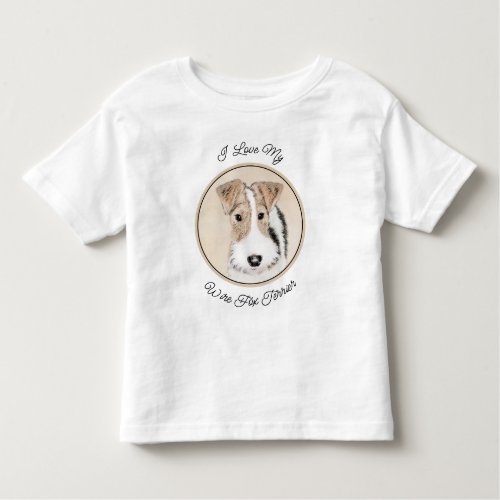 Wire Fox Terrier Painting _ Cute Original Dog Art Toddler T_shirt
