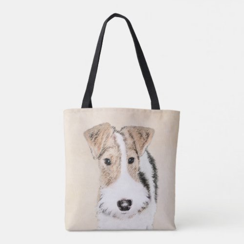 Wire Fox Terrier Painting _ Cute Original Dog Art Tote Bag