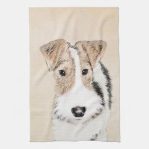 Wire Fox Terrier Painting - Cute Original Dog Art Towel