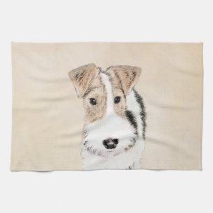 Wire Fox Terrier Painting - Cute Original Dog Art Towel