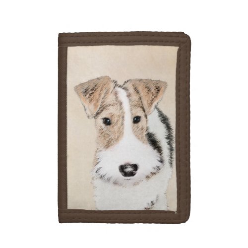 Wire Fox Terrier Painting _ Cute Original Dog Art Tri_fold Wallet