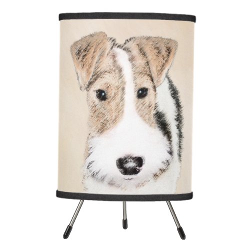 Wire Fox Terrier Painting _ Cute Original Dog Art Tripod Lamp