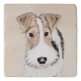 Wire Fox Terrier Painting - Cute Original Dog Art Trivet