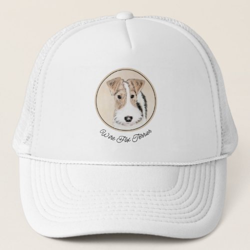 Wire Fox Terrier Painting _ Cute Original Dog Art Trucker Hat