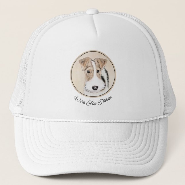 Wire Fox Terrier Painting - Cute Original Dog Art Trucker Hat (Front)