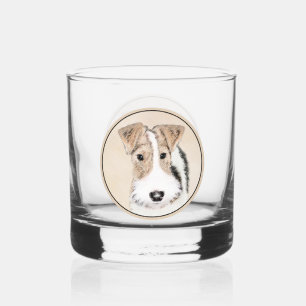 Wire Fox Terrier Painting - Cute Original Dog Art Whiskey Glass