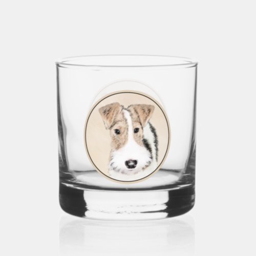 Wire Fox Terrier Painting _ Cute Original Dog Art Whiskey Glass