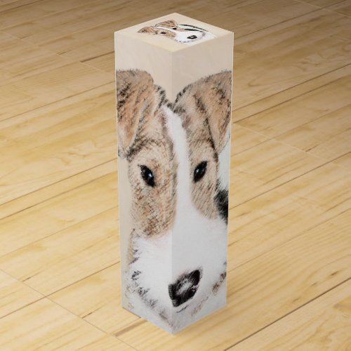 Wire Fox Terrier Painting _ Cute Original Dog Art Wine Box