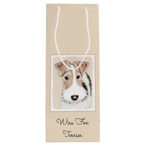 Wire Fox Terrier Painting _ Cute Original Dog Art Wine Gift Bag