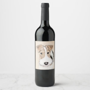 Wire Fox Terrier Painting - Cute Original Dog Art Wine Label