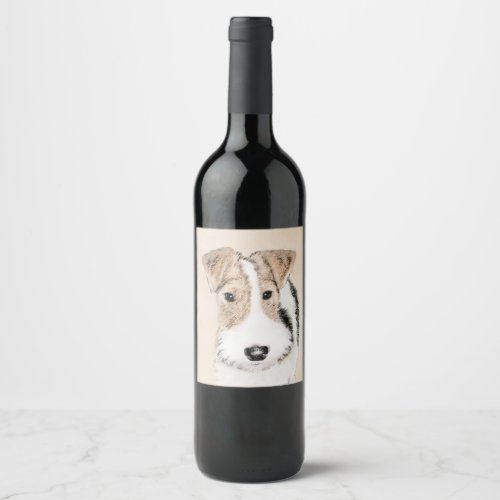 Wire Fox Terrier Painting _ Cute Original Dog Art Wine Label