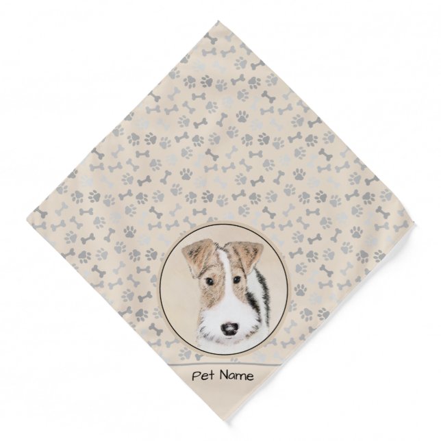 Wire Fox Terrier Painting tricolor WFT Pet Dog Art Bandana (Front)