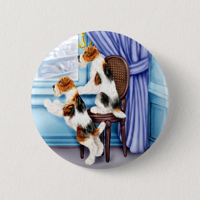 Wire Fox Terrier Parlor Pals Button (Front)