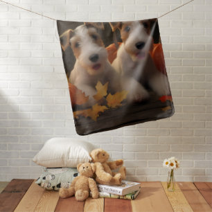 Wire Fox Terrier Puppy Autumn Delight Pumpkin Baby Blanket