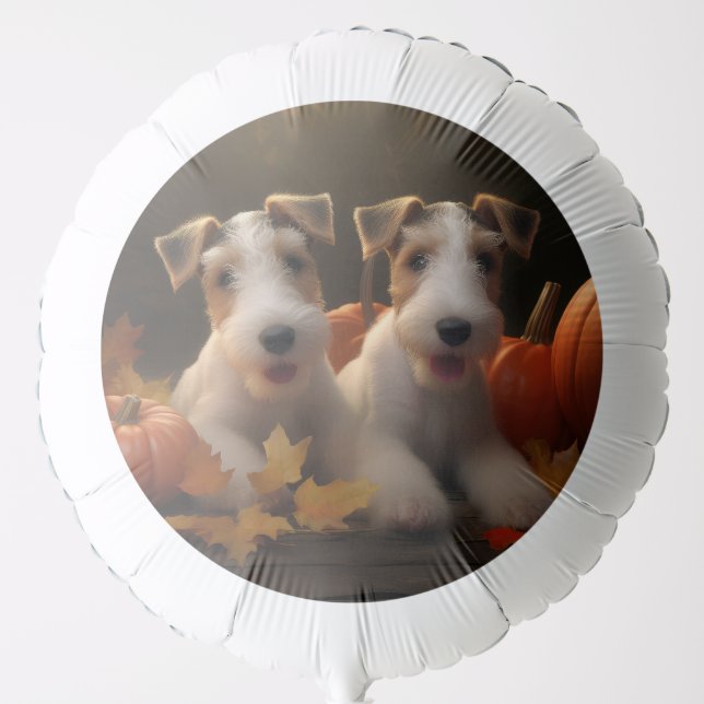 Wire Fox Terrier Puppy Autumn Delight Pumpkin Balloon (Front)