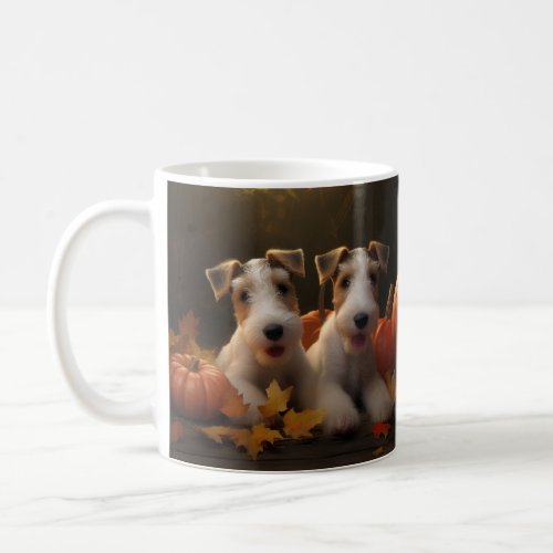 Wire Fox Terrier Puppy Autumn Delight Pumpkin Coffee Mug