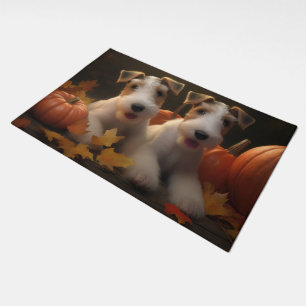 Wire Fox Terrier Puppy Autumn Delight Pumpkin Doormat