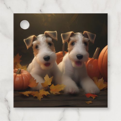 Wire Fox Terrier Puppy Autumn Delight Pumpkin Favor Tags