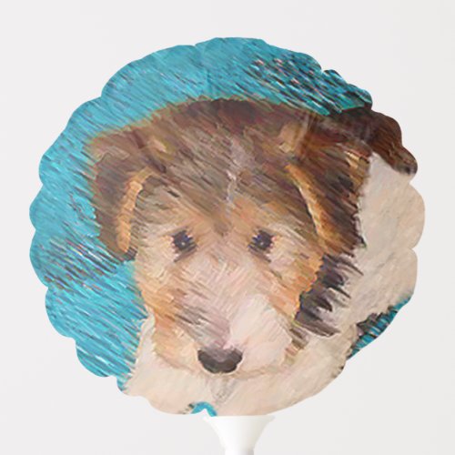 Wire Fox Terrier Puppy Painting _ Original Dog Art Balloon