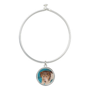 Wire Fox Terrier Puppy Painting - Original Dog Art Bangle Bracelet