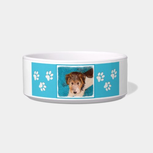 Wire Fox Terrier Puppy Painting _ Original Dog Art Bowl