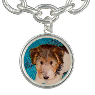 Wire Fox Terrier Puppy Painting - Original Dog Art Bracelet