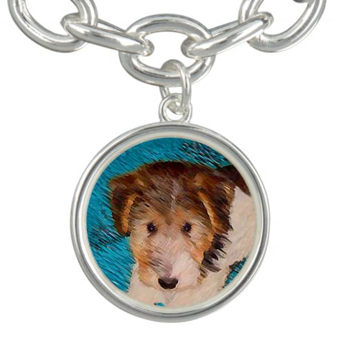 Wire Fox Terrier Puppy Painting _ Original Dog Art Bracelet