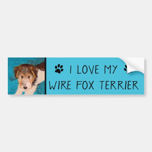 Wire Fox Terrier Puppy Painting _ Original Dog Art Bumper Sticker