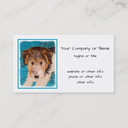 Wire Fox Terrier Puppy Painting _ Original Dog Art Business Card