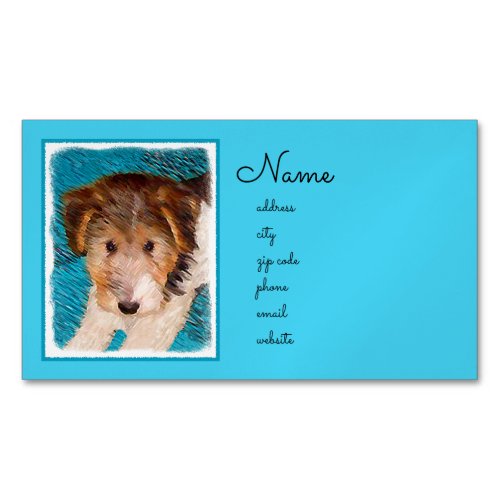 Wire Fox Terrier Puppy Painting _ Original Dog Art Business Card Magnet