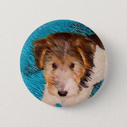 Wire Fox Terrier Puppy Painting _ Original Dog Art Button