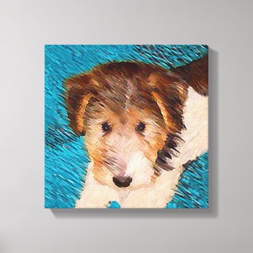 Wire Fox Terrier Puppy Painting _ Original Dog Art Canvas Print