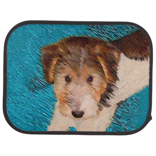 Wire Fox Terrier Puppy Painting - Original Dog Art Car Floor Mat (Rear)