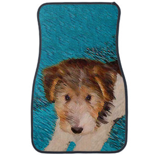 Wire Fox Terrier Puppy Painting - Original Dog Art Car Floor Mat