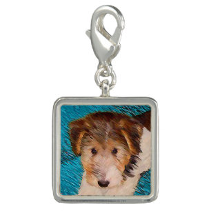 Wire Fox Terrier Puppy Painting - Original Dog Art Charm