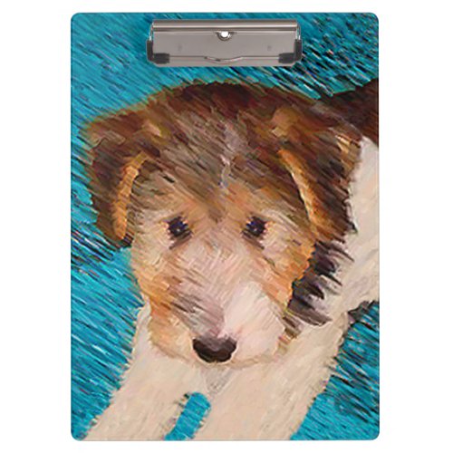Wire Fox Terrier Puppy Painting _ Original Dog Art Clipboard